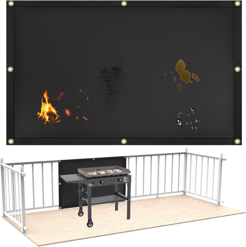 Amerbro Fireproof Heat Shield for Wall Behind Grill Protect Deck Fence from Grill Heat, Heat Shield for Wood Stove, Stove Wall Protector Fridge, BBQ Grill Mat Accessories Compatible with Blackstone, 3'x2' - Image 1